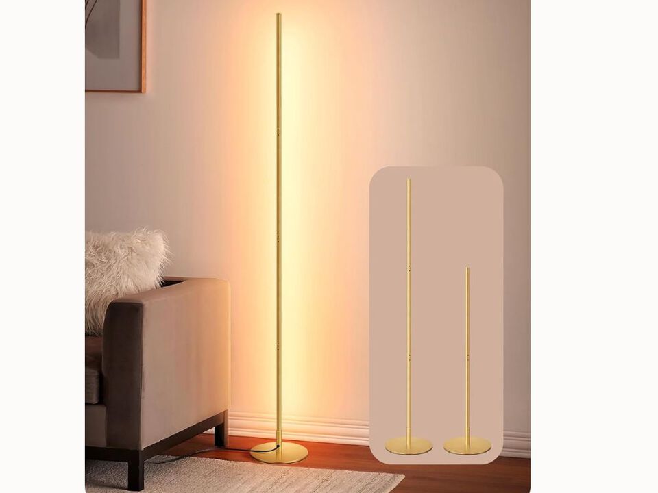 Farmhouse Floor Lamp &ndash; 57.5" Tall, Hanging Cage Design, Wood Finish