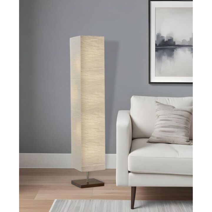 Hivvago 57" Brown And White Two Light Column Floor Lamp With White Paper Rectangular Shade