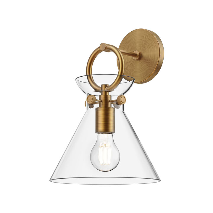 Emerson 9-in Aged Gold/Clear 1 Light Damp-Rated Wall/Vanity Light