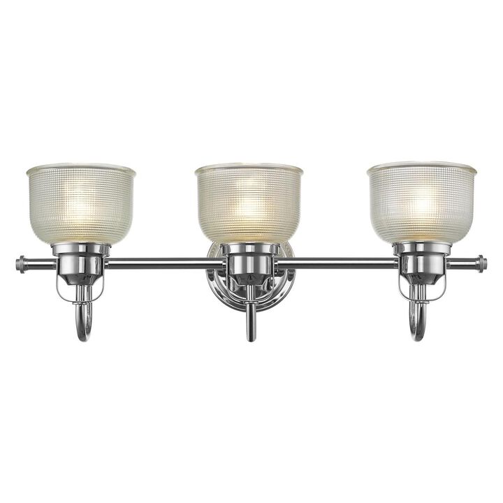 Lucie IndustrialStyle 3 Light  Finish Bath Vanity Wall Fixture Clear Prismatic Glass  25 in.