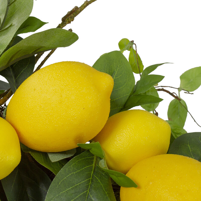 Lemons and Assorted Foliage Spring Wreath  Yellow and Green 20" image number 3