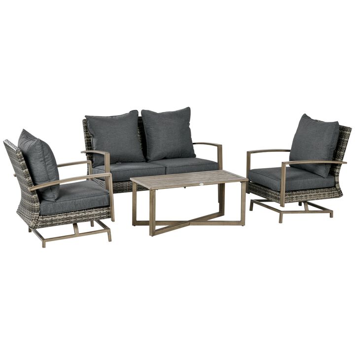 Outdoor Conversation Set: 4-Piece Patio Furniture with Rocking Chair & Loveseat