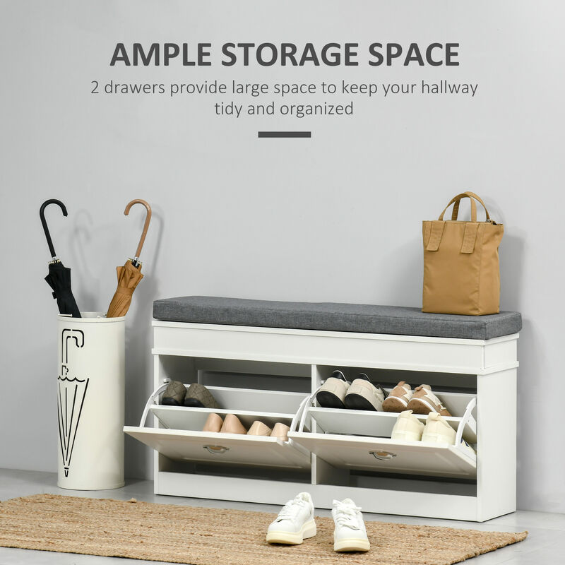 Shoe Bench with Storage Cabinets For Entryway