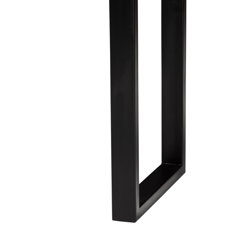 bali & pari Apio Wood Epoxy Resin Console Table with Glass Inlay - Rectangular Live Edge Teak Wood Accent Table with Black Metal Base, Modern Rustic Furniture for Living Room or Entryway image number 5