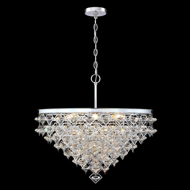 26"D 10-Light Modern Luxury Chrome Crystal Chandelier For Living Room, Dining Room image number 3