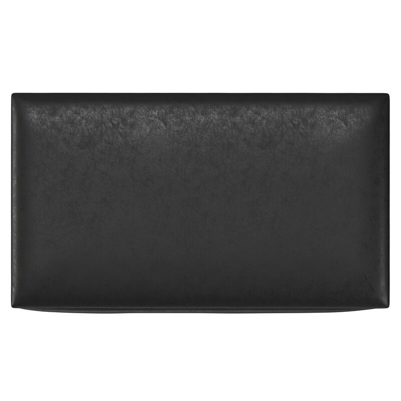 Owen Lift Top Large Coffee Table Storage Ottoman in Distressed Black Faux Leather