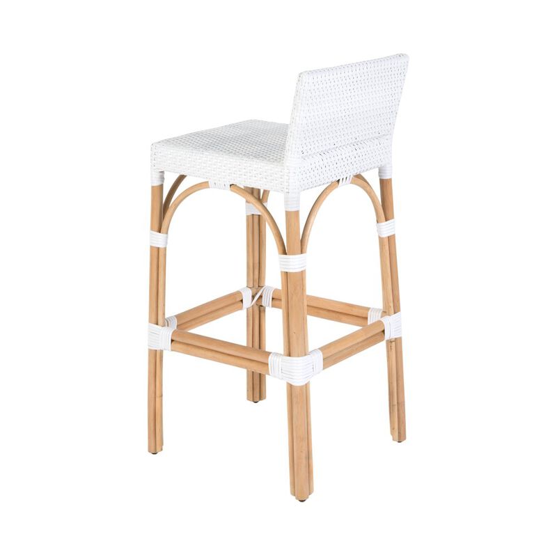 Butler Specialty Serienna 30 in. Seat Height Rectangular Rattan Low Back Bar Stool White and Gray image number 7