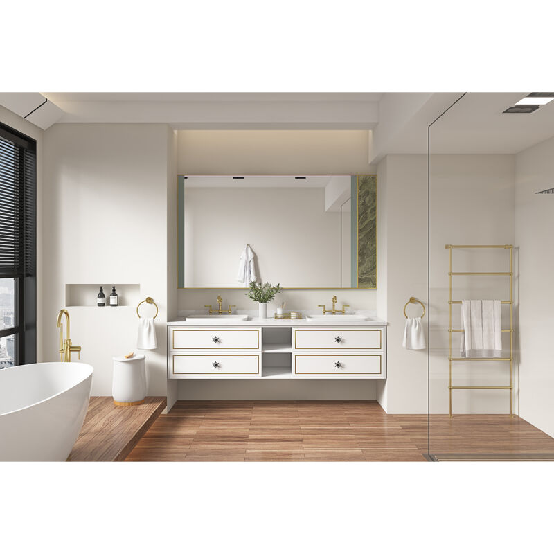 84x23x21in Wall Hung Double Sink Bath Vanity Cabinet Only in Bathroom Vanities without Tops