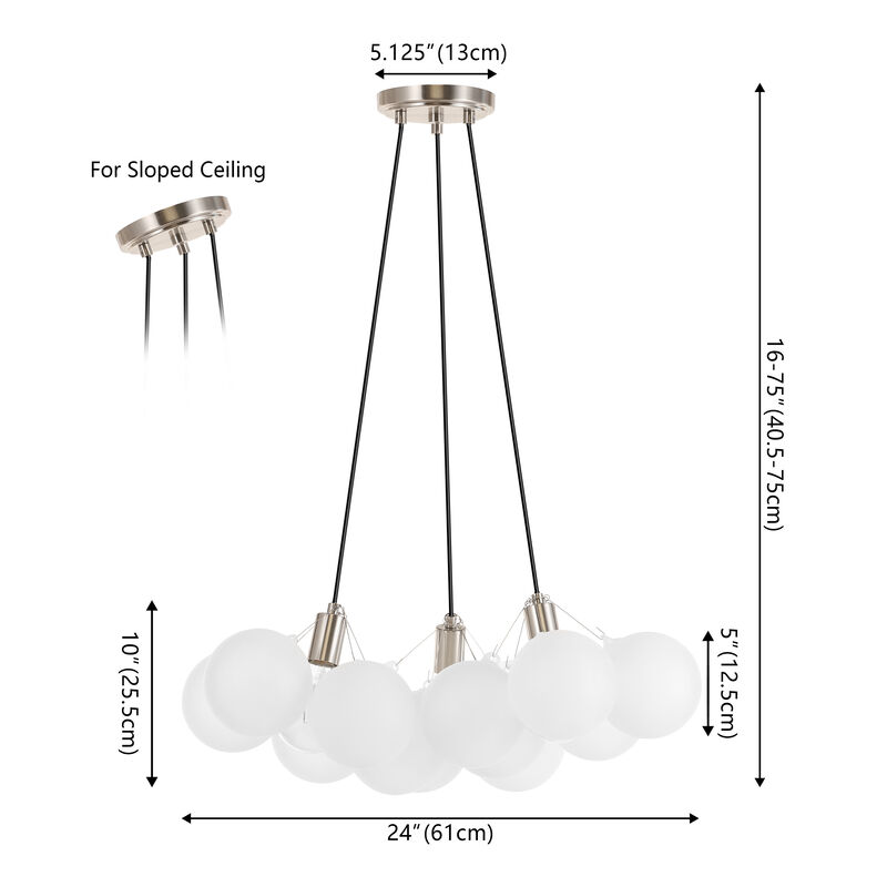 Aubrey 3-Light Mid-Century Glam Frosted Glass Orb LED Chandelier