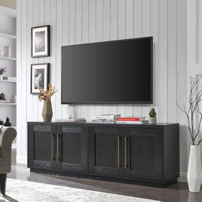 Hudson&Canal Tillman Rectangular TV Stand for TV's up to 80 in Black Grain