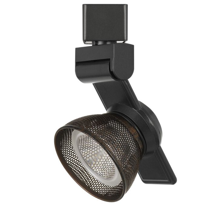 12W Integrated LED Metal Track Fixture with Mesh Head, Black and Bronze - Benzara