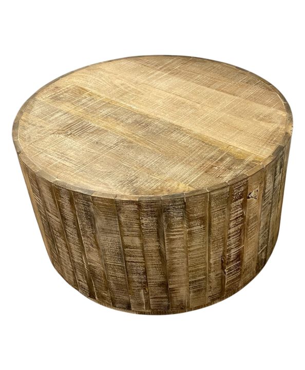Solid Wood Round Coffee Table with Sturdy Base for Living Room and Lounge Spaces
