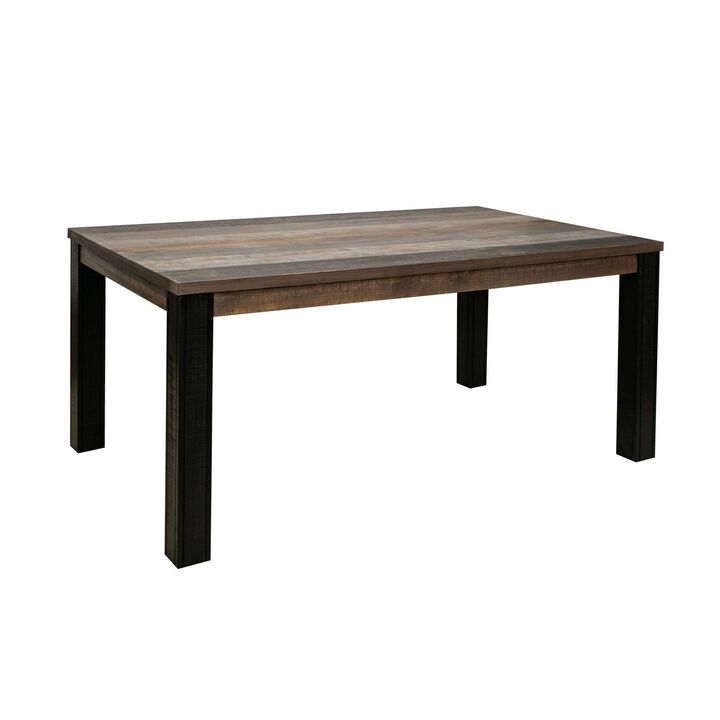 Pola 65 Inch Dining Table, Rectangular Top, Transitional Gray Brown Wood