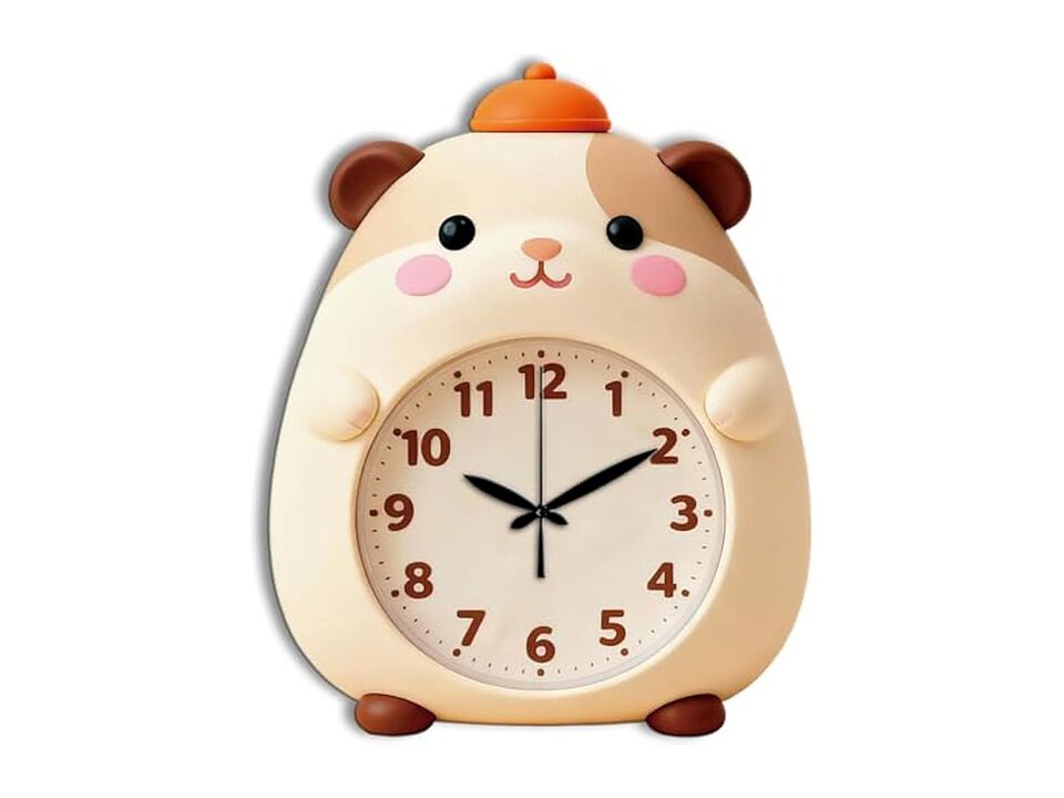 Guinea Pig Hamsters Irregular Shape Flat Wall Clock 14 Inch Silent Non Ticking