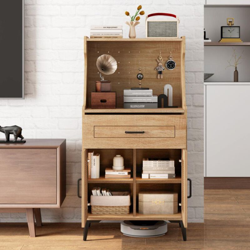 Hivvago Coffee Bar Cabinet with Pegboard Storage Drawer and Adjustable Shelf