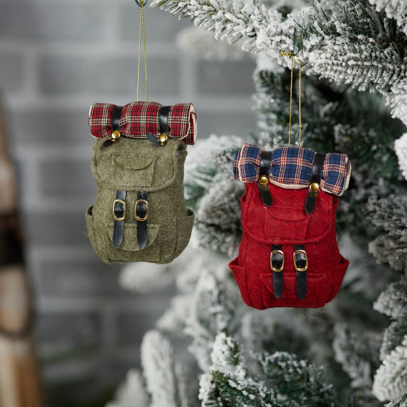 Set of 12 Mini Backpack Ornaments for Outdoor-Inspired Christmas Tree Decor