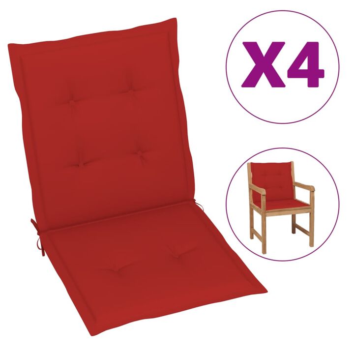 vidaXL Garden Chair Cushions 4 pcs Red 39.4"x19.7"x1.6"