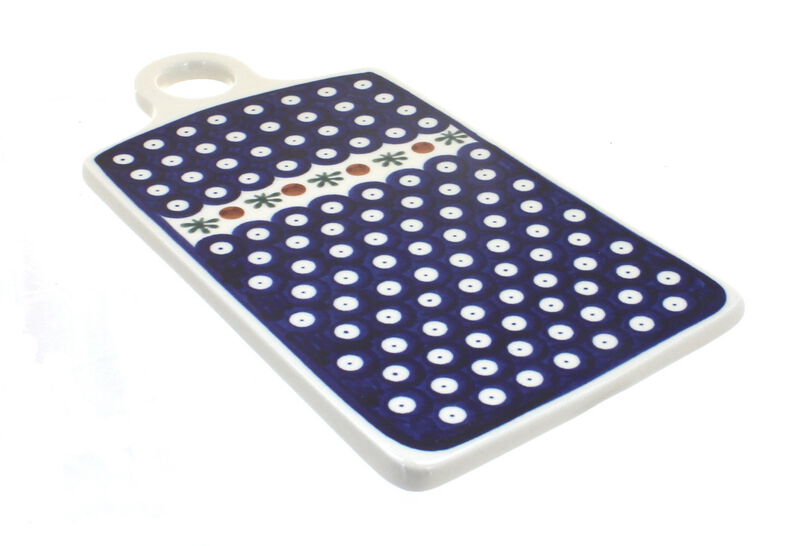 Blue Rose Polish Pottery Flowering Peacock Cutting Board