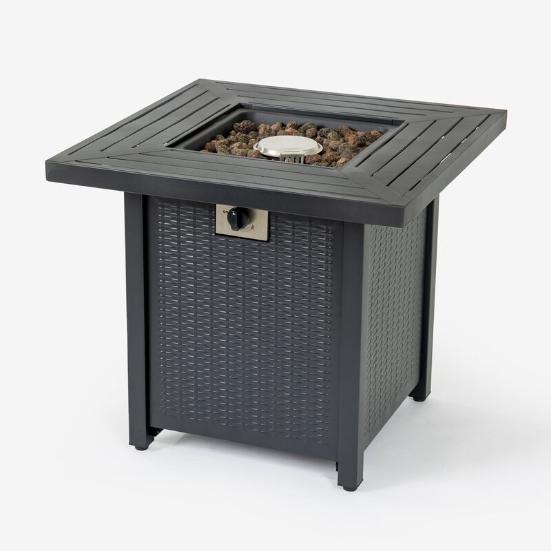 Mondawe 28-Inch Black 50,000 BTU Iron Square Propane Fire Pit Table