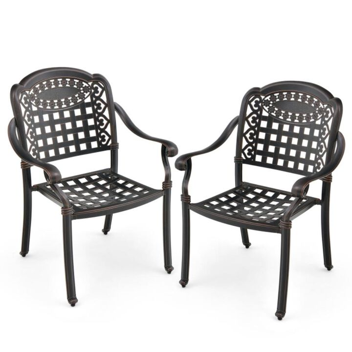 Hivvago Set of 2 Cast Aluminum Patio Chairs with Armrests