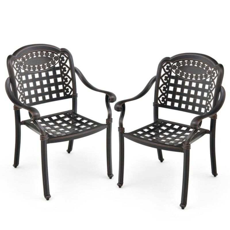 Hivvago Set of 2 Cast Aluminum Patio Chairs with Armrests