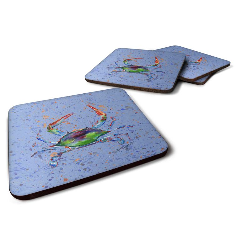 Caroline's Treasures 8457FC Crab Foam Coasters (Set of 4), 3.5 H x 3.5 W, Multicolor