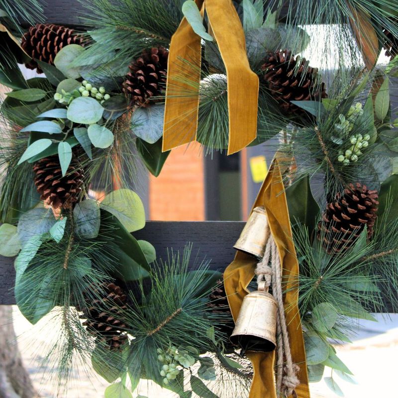 28" Magnolia, Eucalyptus, Pinecone, & Needle Pine Wreath image number 4