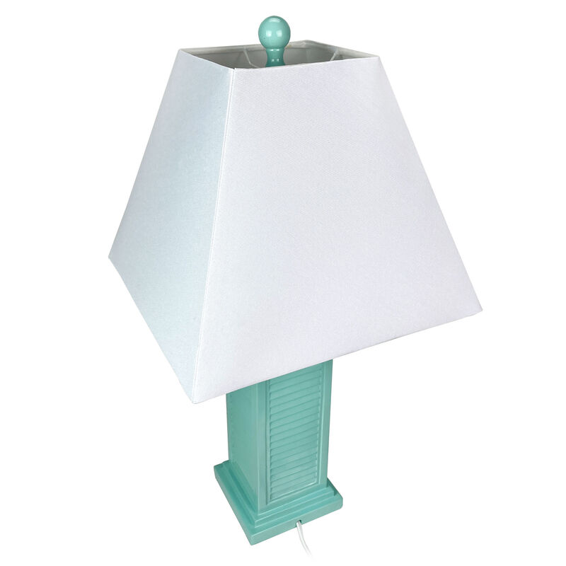 Seafoam Green Shutter Table Lamp 24in Glossy Base 120V 60W Coastal Decor image number 3