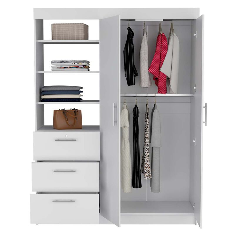 Streamdale Kenya 3 Drawers Armoire, Double Door, 3-Tier Shelf