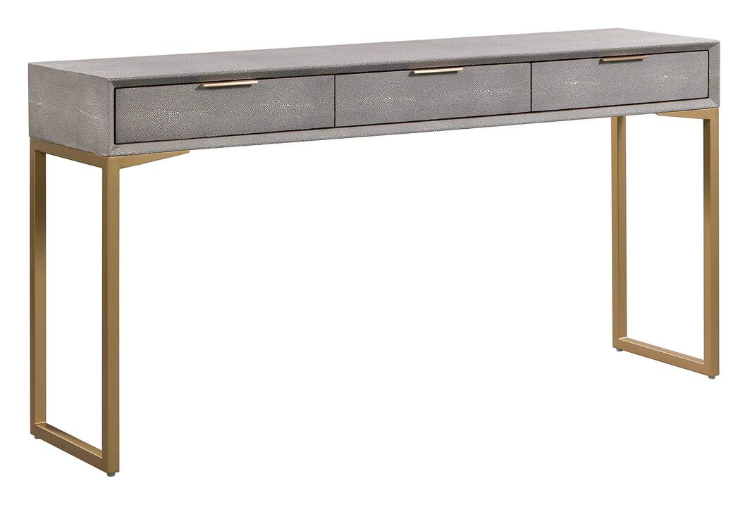 TOV Furniture Pesce Shagreen Modern 3 Drawer Living Room Console Table, 59" Grey
