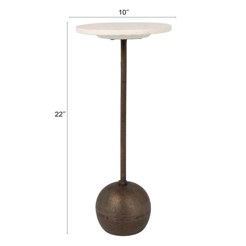 Round Marble Accent Table with Sculptural Ball Base, Antique Bronze Finish image number 2