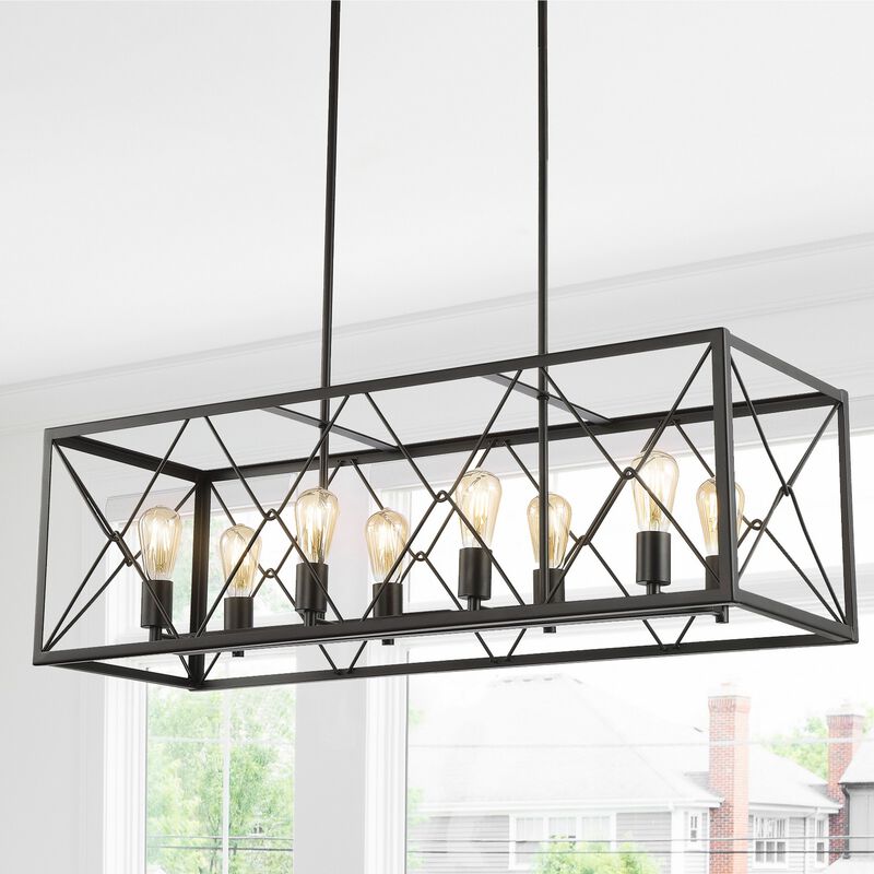 Galax 8-Light Adjustable Iron Farmhouse Industrial LED Dimmable Pendant
