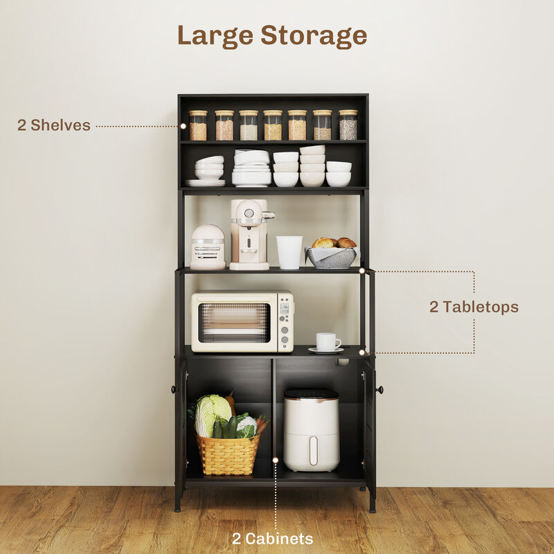Hivvago Microwave Stand and Baker&rsquo;s Rack with Storage and Power image number 4
