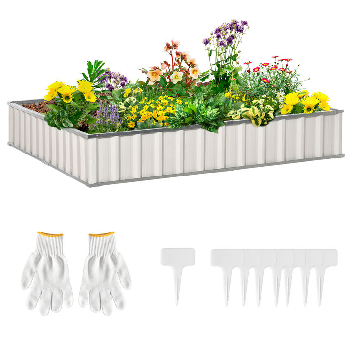 Outsunny 8.5' x 3' x 1' Raised Garden Bed, Galvanized Metal Planter Box for Vegetables Flowers Herbs, Green