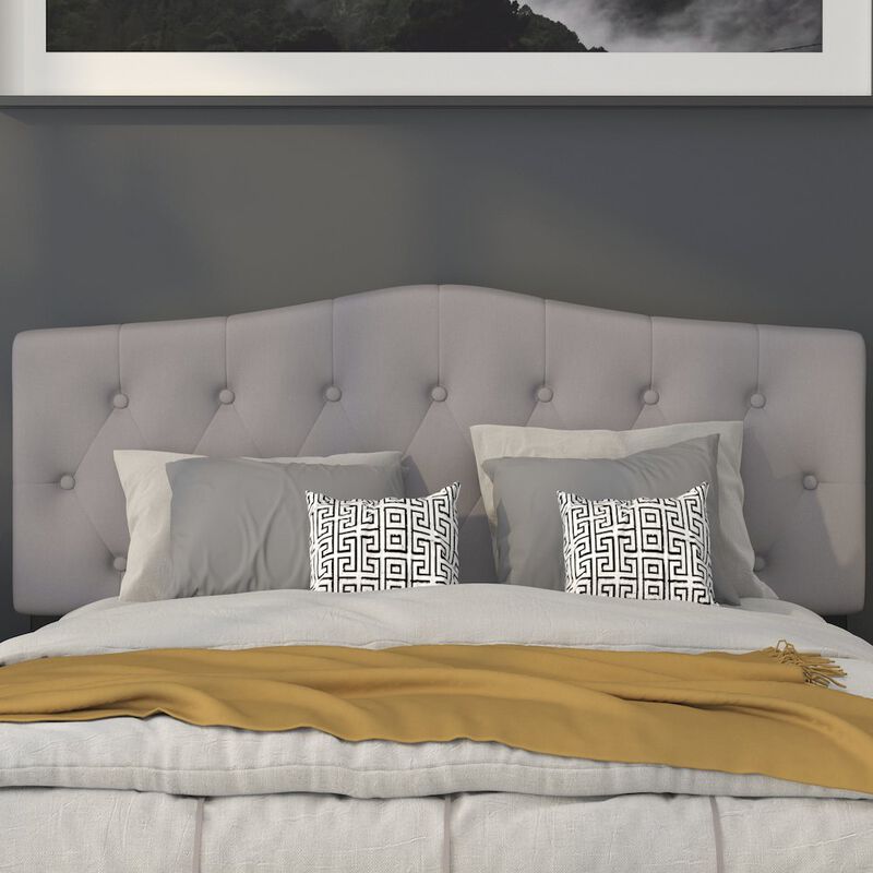 Flash Furniture Tufted Upholstered Queen Size Headboard in Light Gray Fabric image number 8