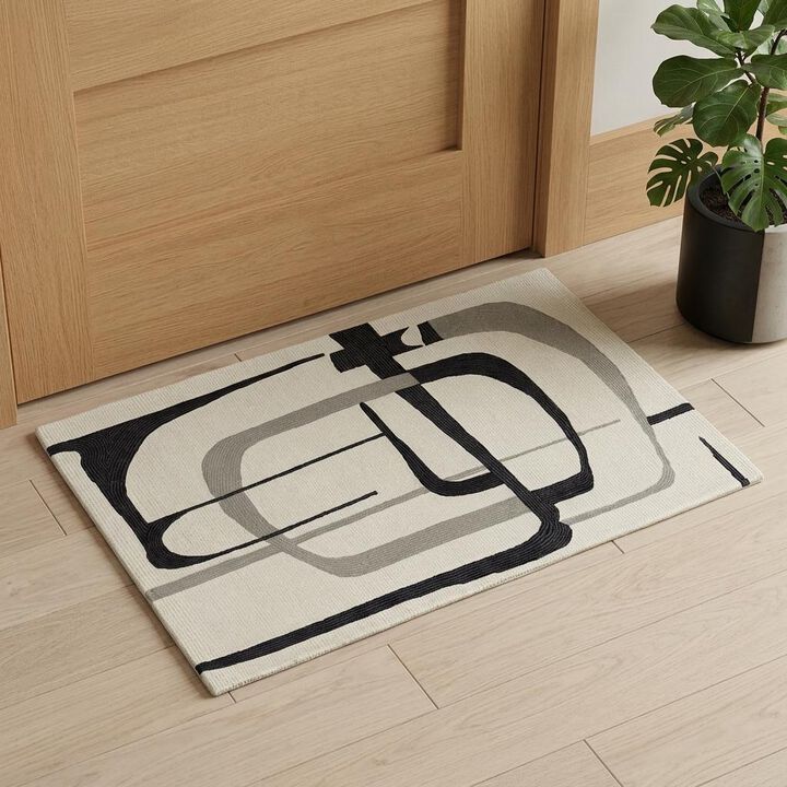 HomeRoots Wool Abstract Hand Tufted Area Rug