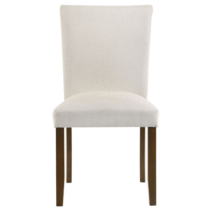 Cana Dining Side Chair Set of 2, Beige Upholstered Parsons Style, Hardwood Frame image number 3