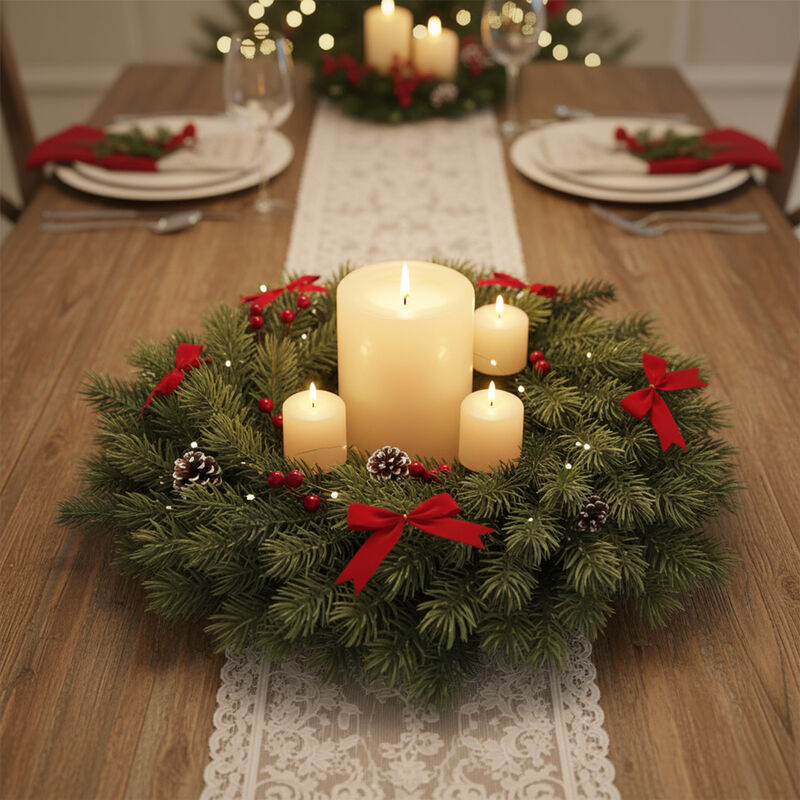 Green Pine Artificial Christmas Wreath  11.75-Inch  Unlit image number 3