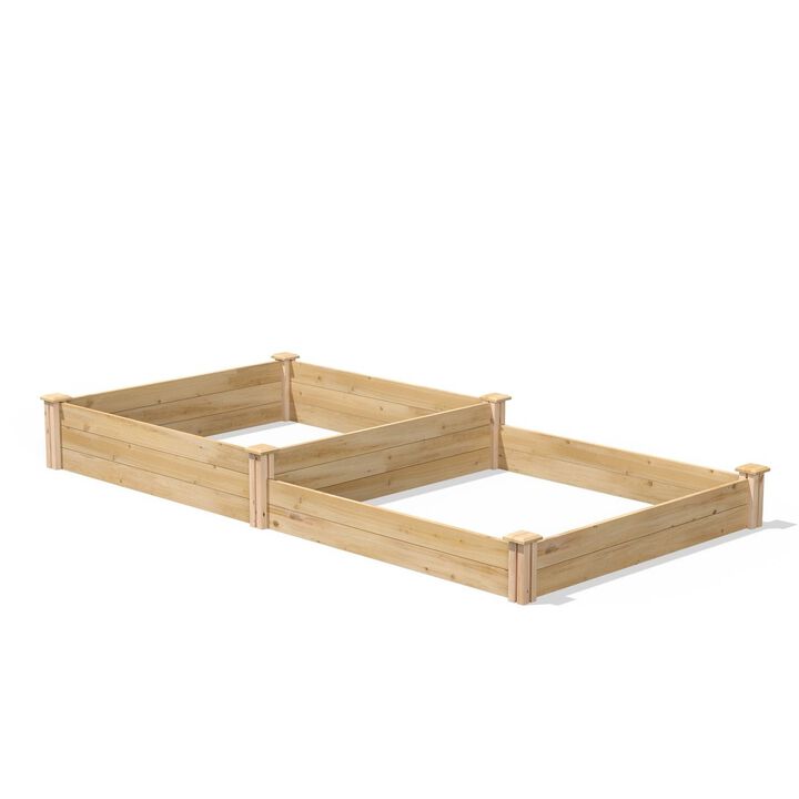 QuikFurn 4 ft x 8 ft Pine Wood 2 Tier Raised Garden Bed - Made in USA