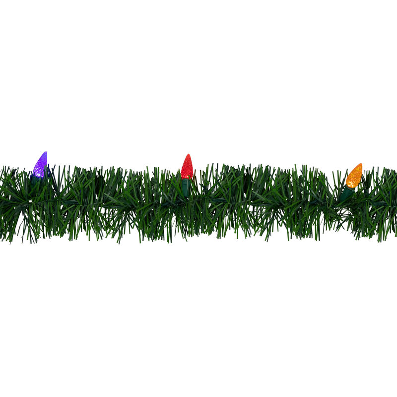 18' x 3" Pre-Lit Pine Artificial Christmas Garland  Multicolor LED Faceted Lights