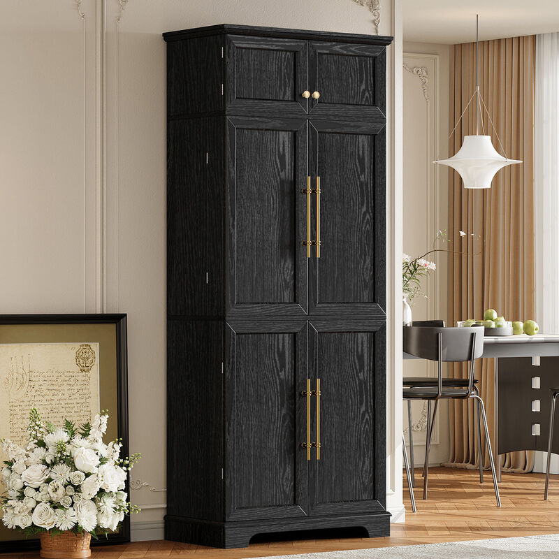 Merax Tall Farmhouse Kitchen Pantry Cabinet with 8 Door Shelves image number 1