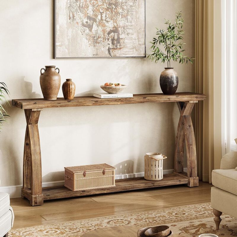Tribesigns Farmhouse 2-Tier Console Table image number 1