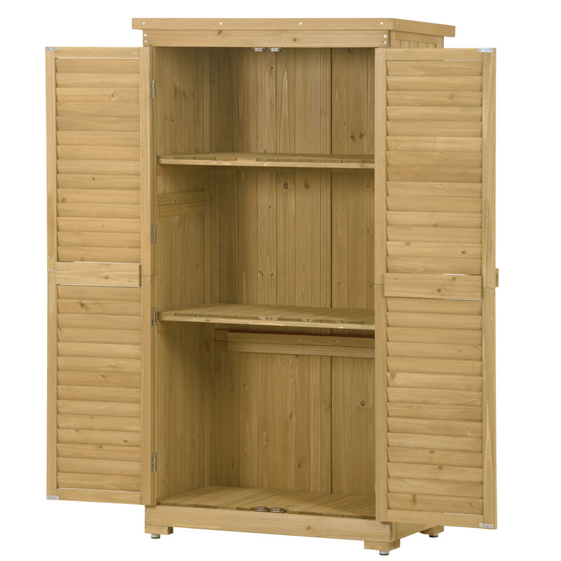 Merax Wooden Garden Shed 3-tier Patio Storage Cabinet