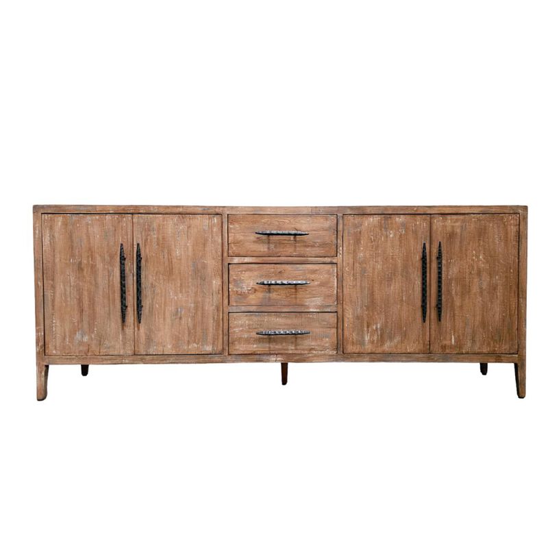 Tuley Sideboard Buffet Cabinet, 3 Drawers, 2 Cabinets, Brown, 91 Inch
