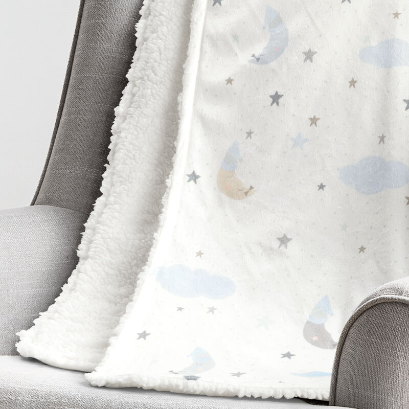 Goodnight Little Moon Soft & Plush Sherpa Blanket Blue/Multi Single 30X40
