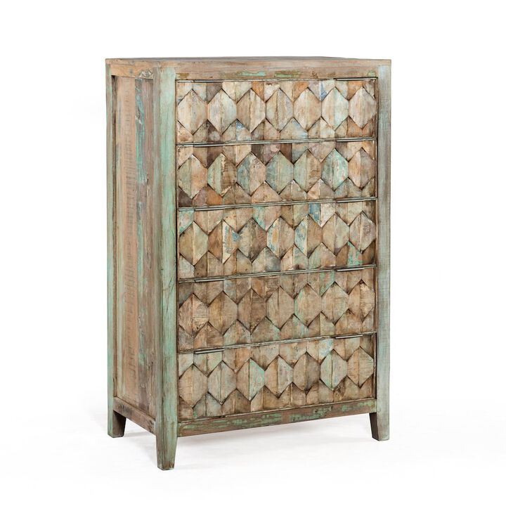 World Interiors Cordoba Tall Chest with Vintage Teal Finish