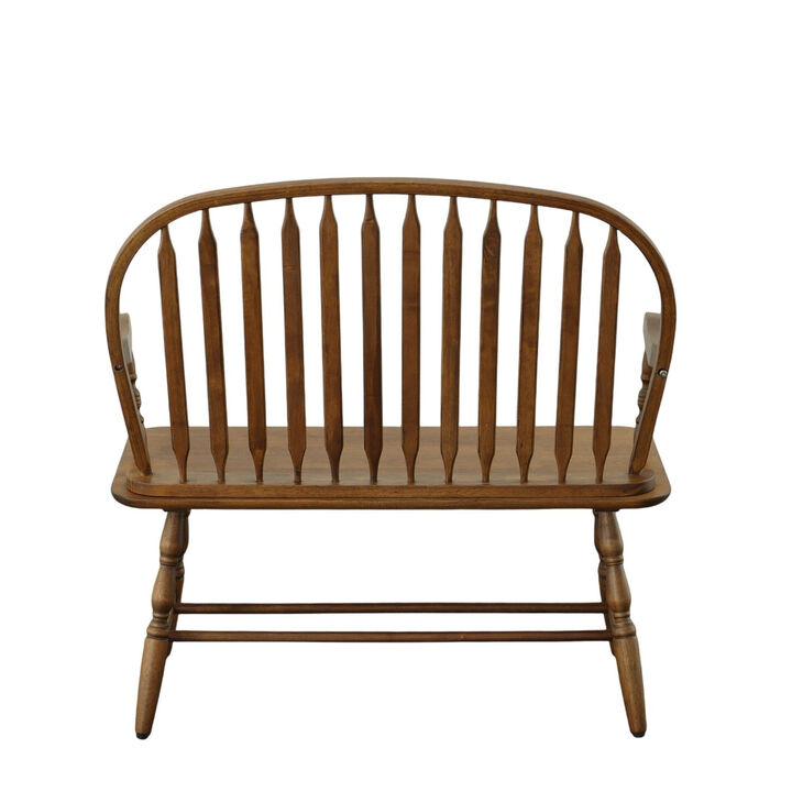 HomeRoots 44" Wood Windsor Spindle Back Bench