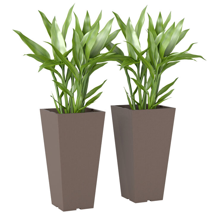 Hivvago 2-Pack Tall Plastic Planters for Entryway & Deck