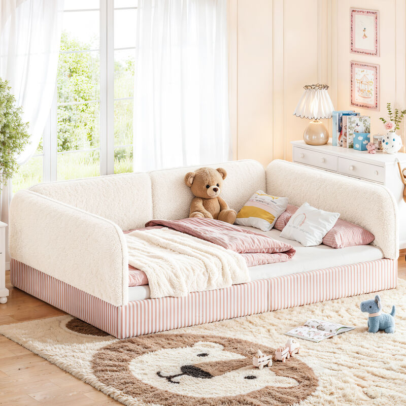 Hemzas Teddy Boucl&eacute; Upholstered Kids Daybed Frame image number 1