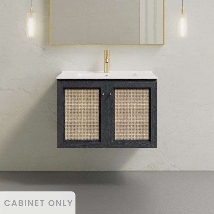 Classe 30" Wall-Mounted Bathroom Vanity in Black Oak without Sink Top